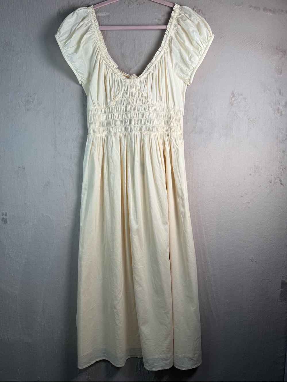 BILA77 Pala Mesa Dress Almond Buff Cottagecore Puff Sleeve Maxi L